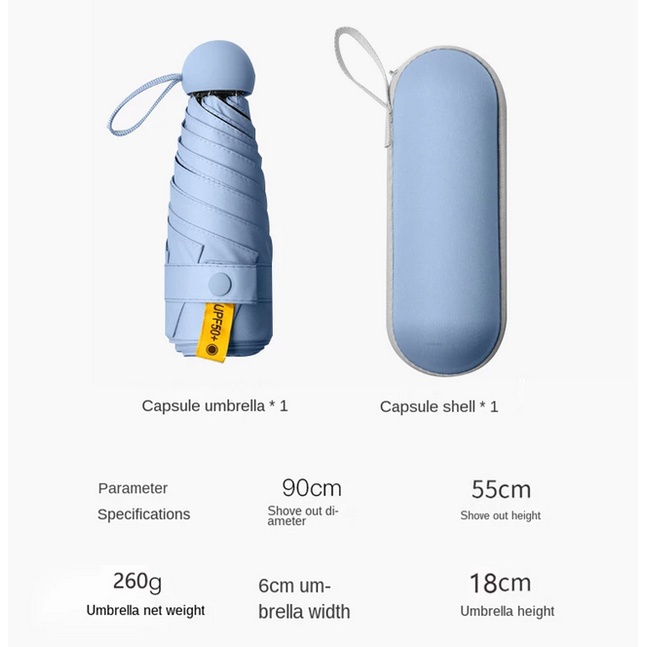 Payung Capsule Lipat Kekinian Ukuran Mini Anti UV Sinar Matahari Premium Motif