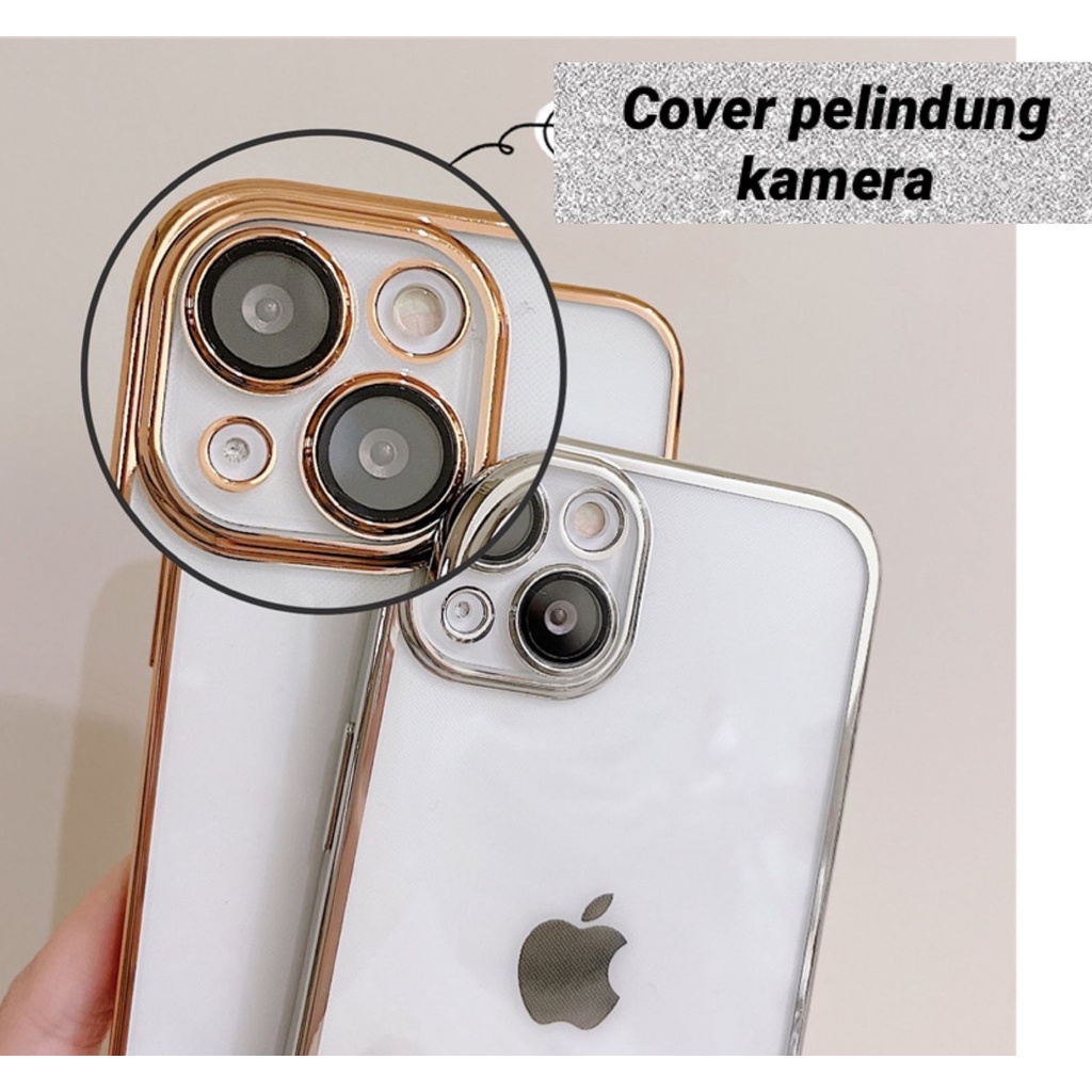 Softcase Casing warna Chrome FJ06 for Iphone 7 8 7+ 8+ X Xs Xr Max 11 12 13 14 14+ Plus 14Plus Pro Max cover lensa kamera