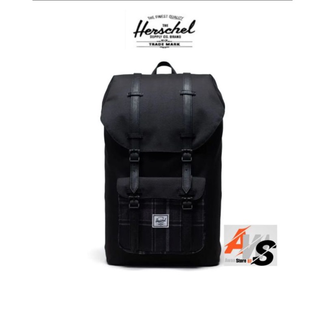HERSCHEL HERSCHEL LITTLE AMERICA-BLACK/GRAYSCALE PLAID-(25L)-BAG-US