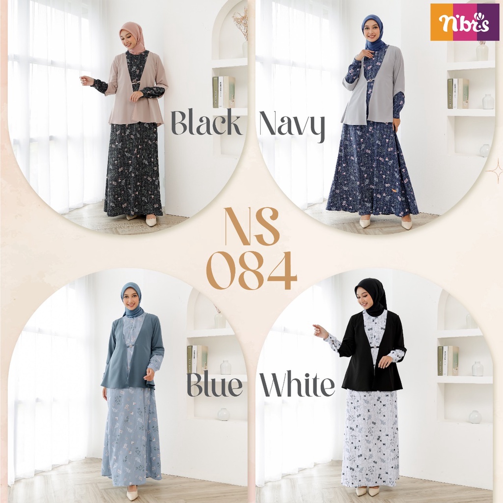 [BISA COD] Nibras Syar'i NS 84 Bahan Wolfis mis Koshibo Gamis Motif Kekinian by Nibras