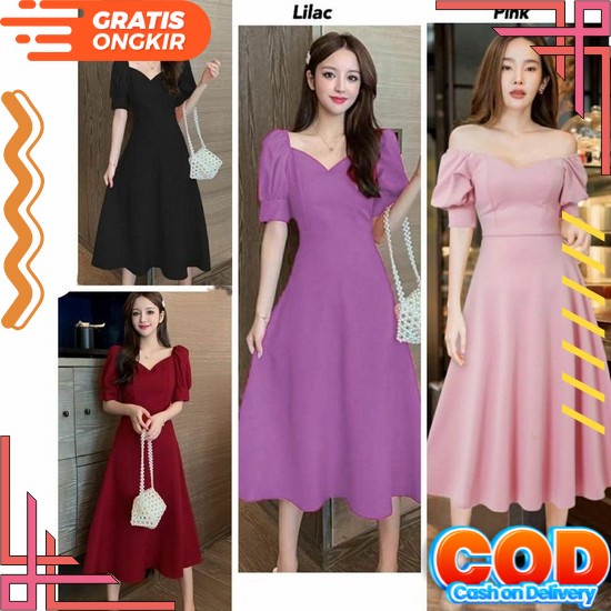 Set Dress Brukat Tile Bordir Mutiara Dealova | Dress Pesta Natal Gaya Wanita Korea 2022 Terbaru Simp