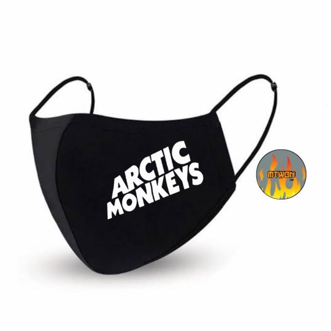 Masker kain 3 lapis ARCTIC MONKEYS black earloop headloop 45-mtwon Segera Beli