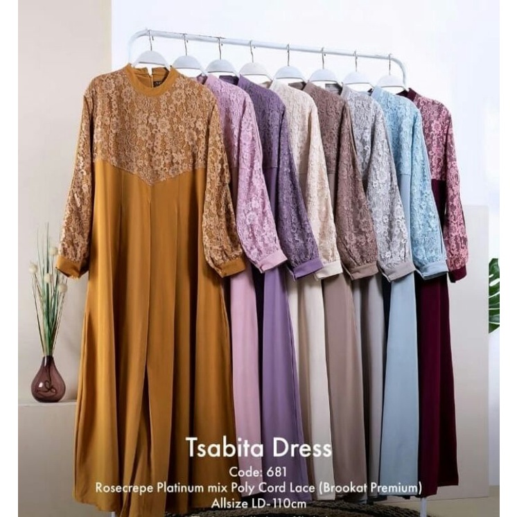 GAMIS TERBARU THAMRIN ATAYA HIJAB TSABITA DRESS LACE BROKAT ROSECREPE PLATINUM IDUL ADHA BUTIK