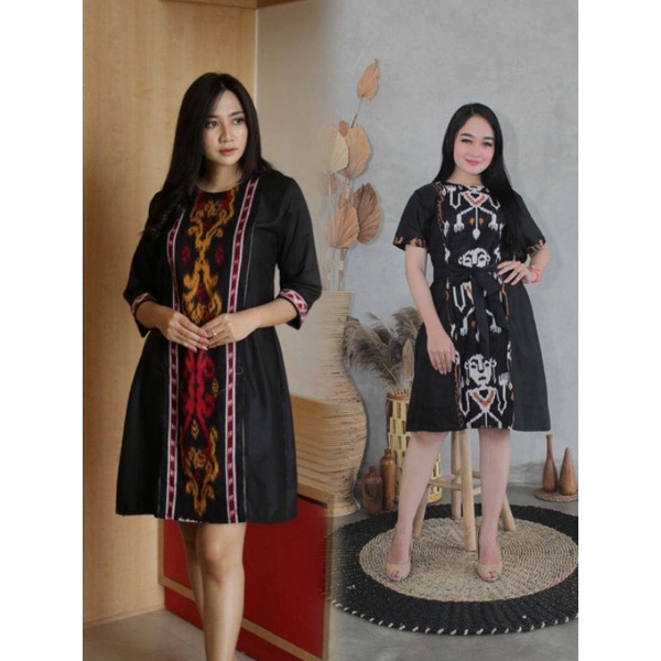 dress batik remaja modern motif etnic baju kantor wanita tunik batik kampus atamia