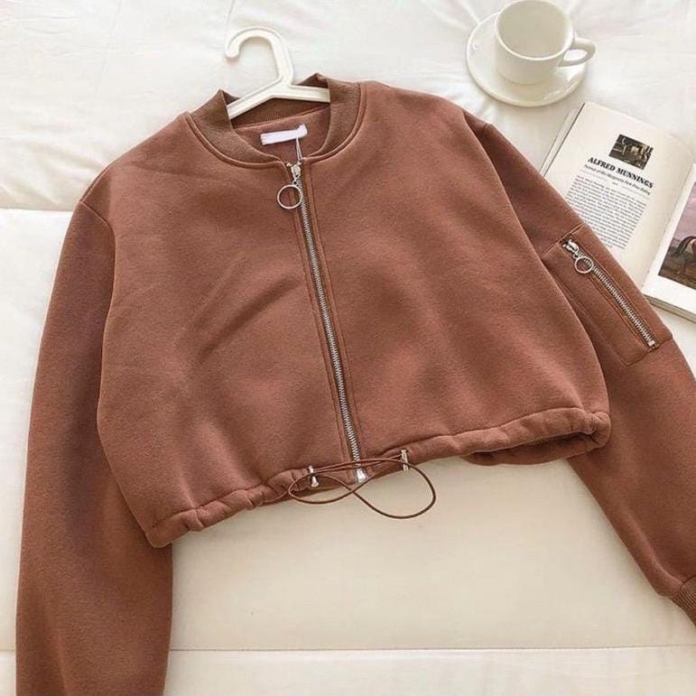 CROOPE SWEATER JAKET MILKI CREWNECK WANITA OVERSIZE JAKET