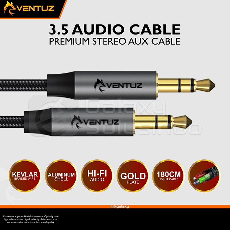 VENTUZ 3.5mm Jack Audio Gold Plate Cable - 2m