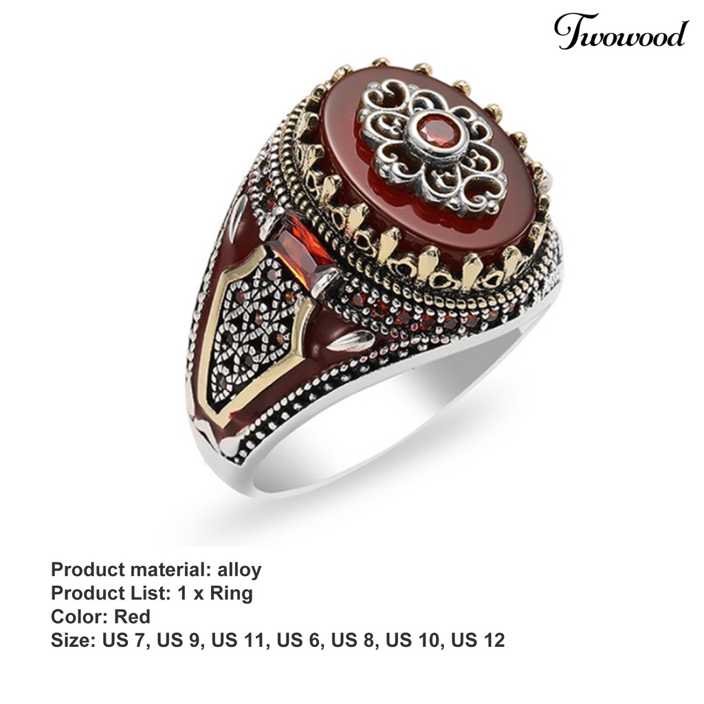 Cincin Batu Merah Gaya Retro Untuk Pria