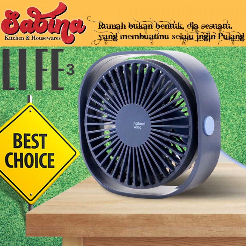 Kipas Angin Meja Mini Portabel Fan USB Power 3 Speed Adjustable