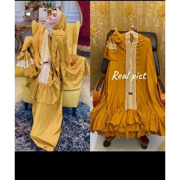 City Grosir Mukena dewasa jumbo rayon bali aurel syarini mukena jumbo renda kd siti khadijah mukena 