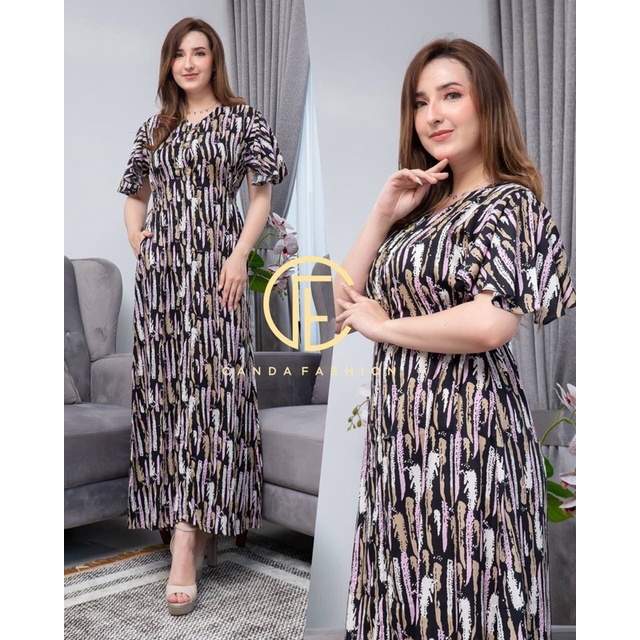 Daster Arab Dlusia DELIA CANDA Dress Rayon Motif Branded