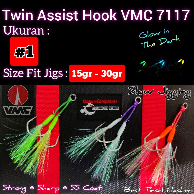 Double Assisthook Twin VMC 7117 #1 Glow In The Dark