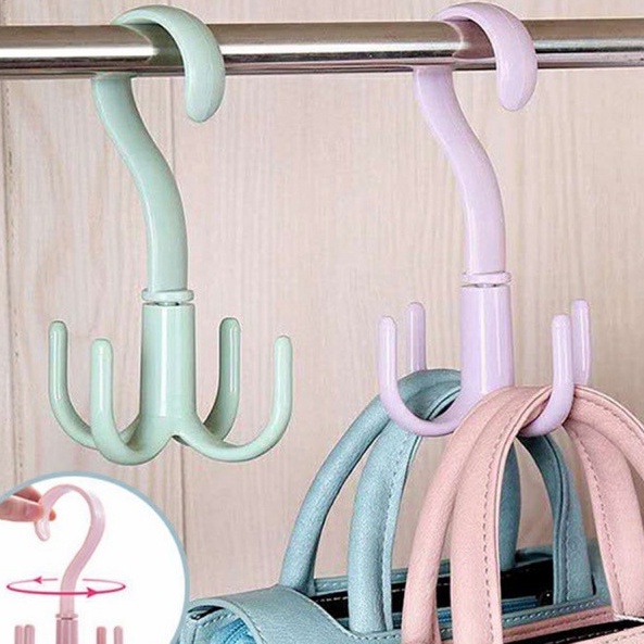 Gantungan 4 Kait Putar Multifungsi Gantungan Pakaian Baju Dasi Syal Tas Sepatu Putar 360 Derajat Serbaguna