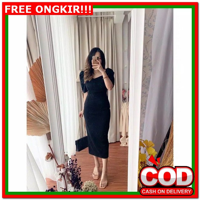 Baju Dress Pesta Natal Imlek Wanita Remaja Korea Import Murah Kekinian Terbaru 2021 Party Dress Bhan