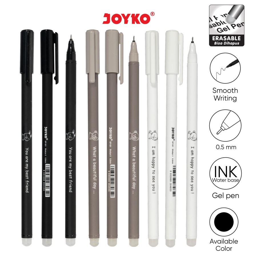 

Erasable Gel Pen Pulpen Bisa Dihapus JOYKO GP-321 Shokyo 3 Gel 0.5 mm