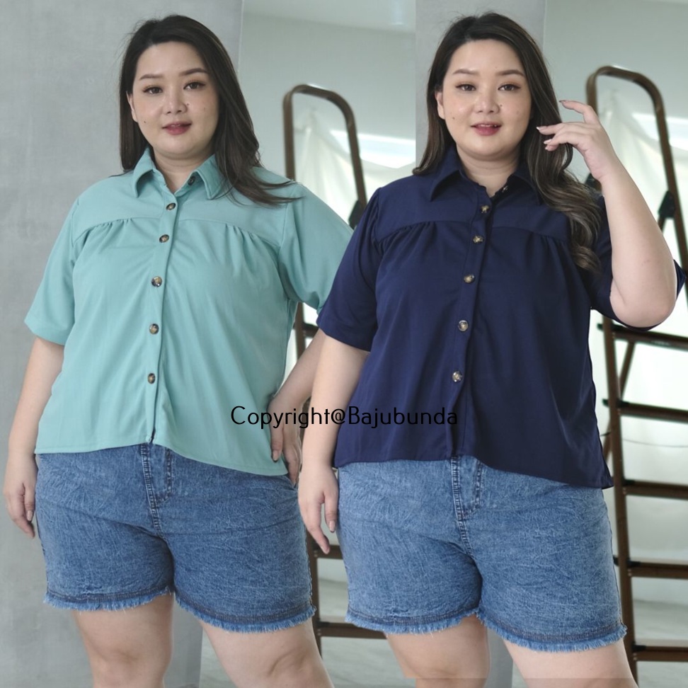 LD 120 130 Kemeja Oversize Wanita Blouse Jumbo Atasan Big Size Bajubunda ATHENA