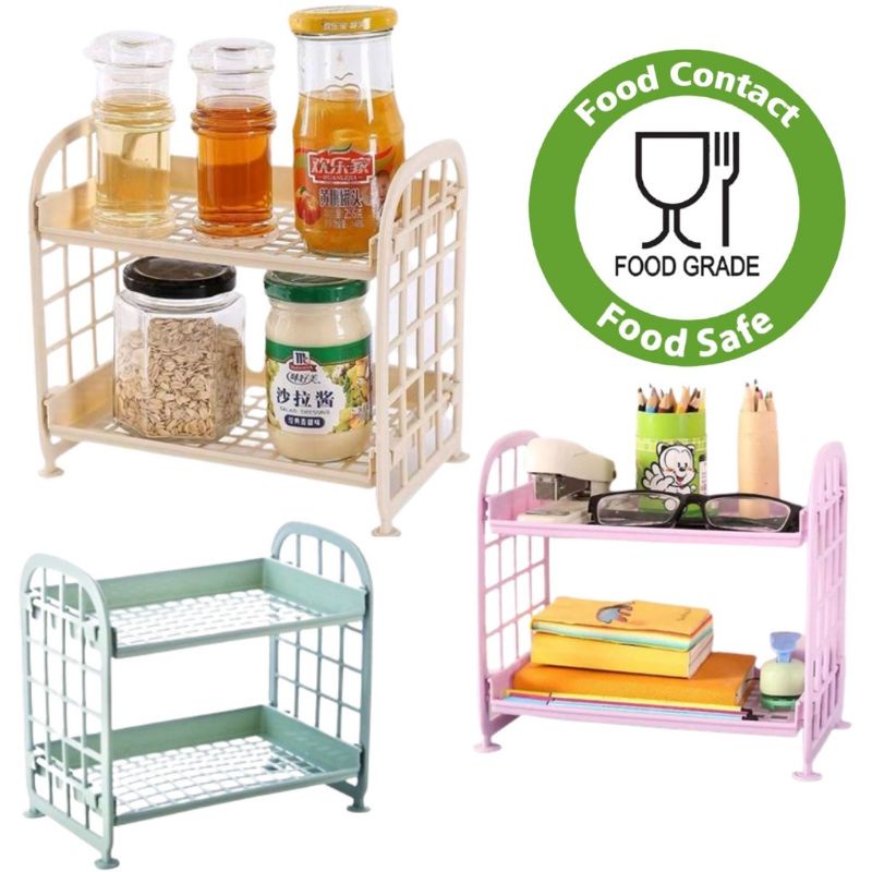 Rak Plastik Susun 2 Rack Jaring Mini Dapur Dinding Kamar Mandi Atk