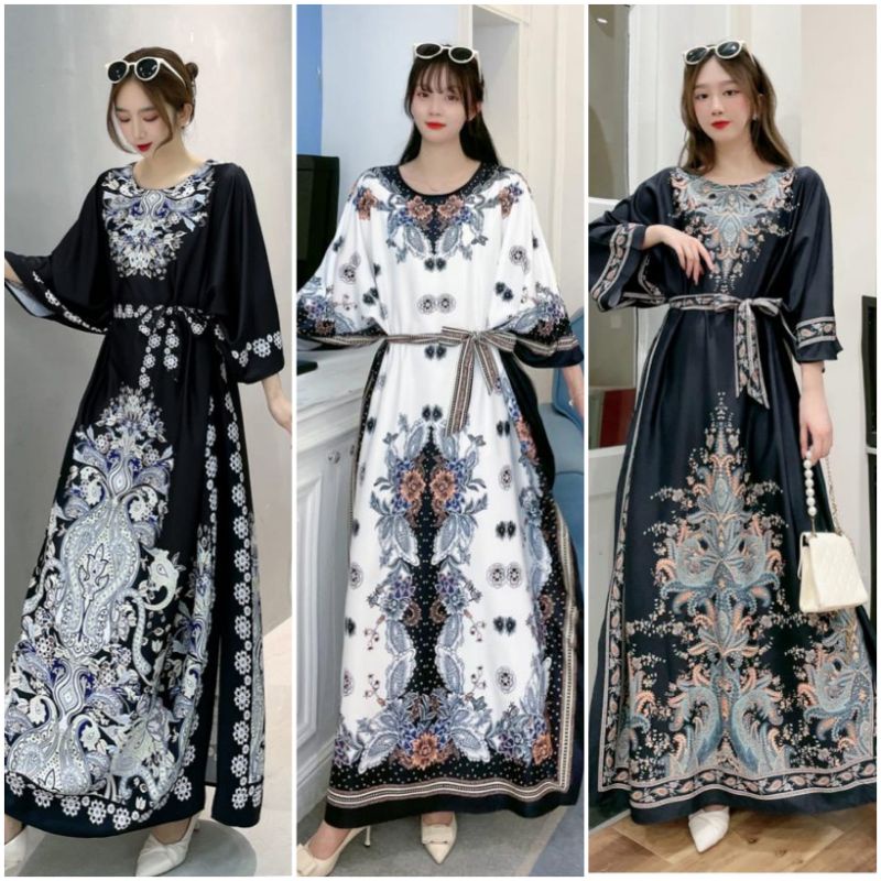 Dress bangkok kaftan jumbo premium import / Gamis bangkok jumbo / Kaftan New motif jumbo