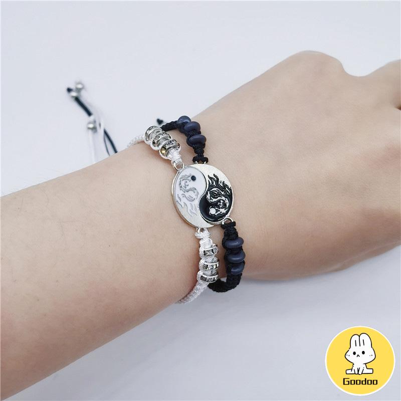 2pcs Gelang Couple Dikepang Gosip Tai Chi Adjustable Fashion Accessories Hadiah Aksesoris Bracelet -Doo