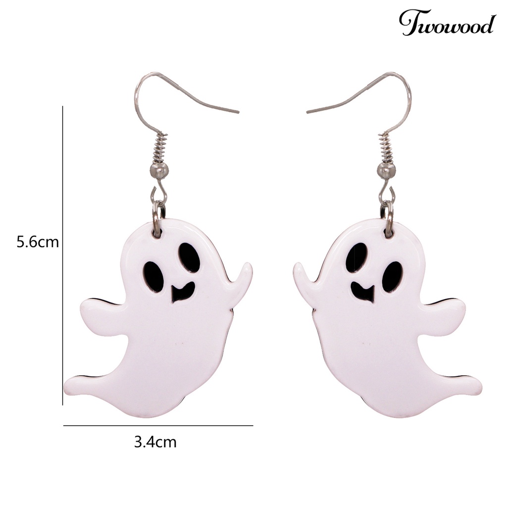 1 Pasang Anting Kait Menjuntai Desain Kartun Hantu Kecil Bahan Akrilik Untuk Halloween