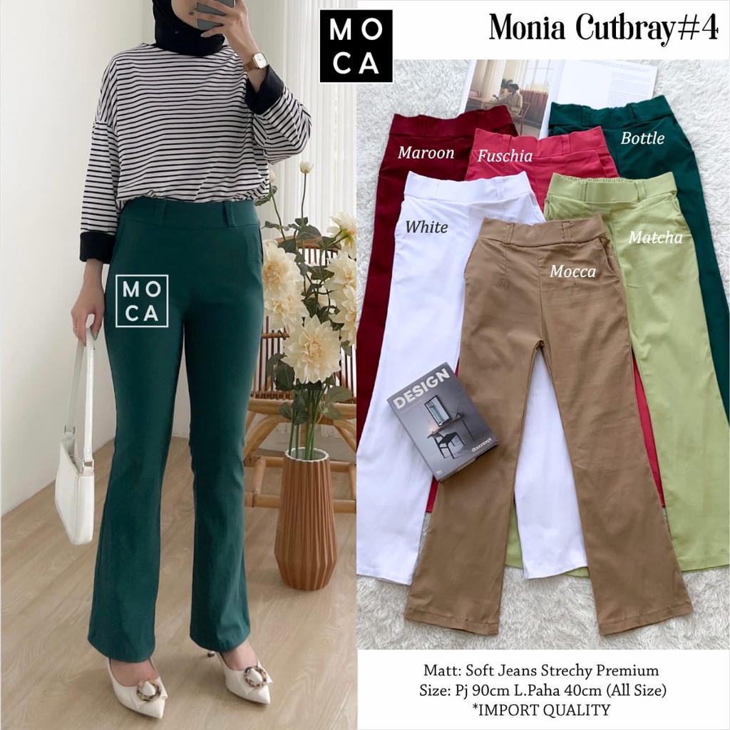 RESTOK READY MONIA CUTBRAY #4 CELANA POLOS SLIM ORI MOCA 11/11