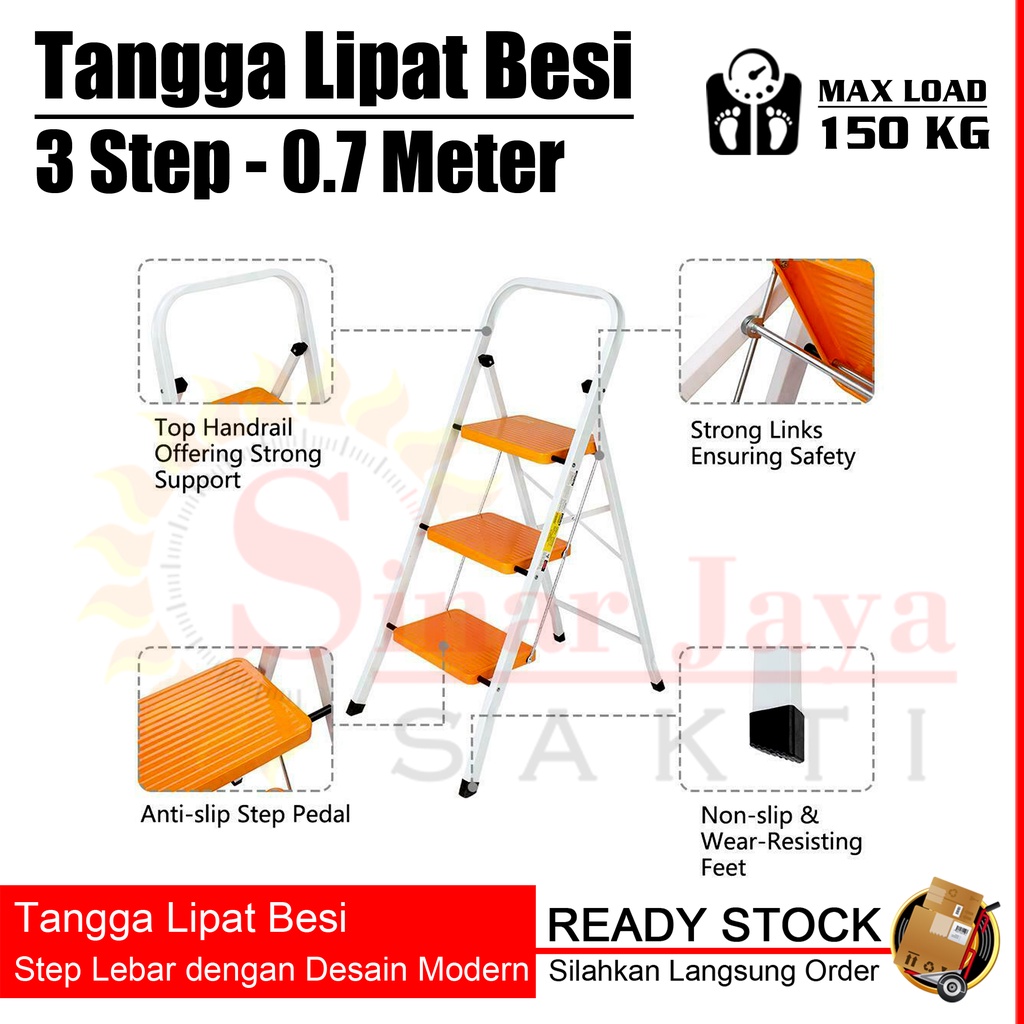 Tangga Lipat 3 Step 1 Meter | Tangga Rumah dengan Step Lebar | Tangga Duduk, Tangga Wanita, Tangga M