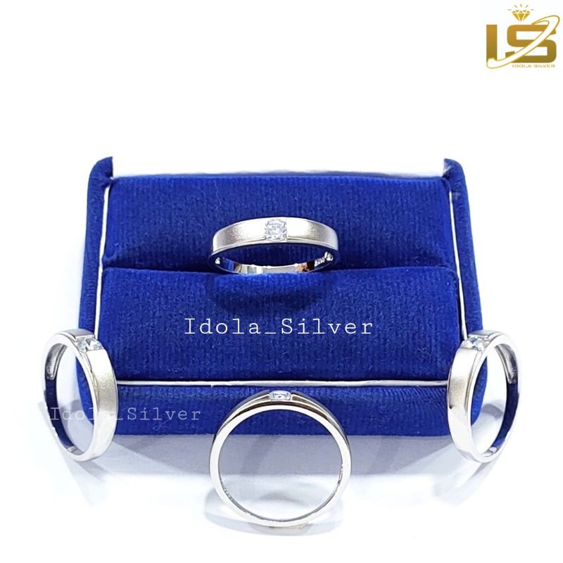 CINCIN PERAK ASLI SILVER PRIA/WANITA 925 LAPIS EMAS PUTIH MODEL RING / CINCIN COUPLE / CINCIN TUNANGAN/CINCIN KAWIN - PERHIASAN PERAK ASLI