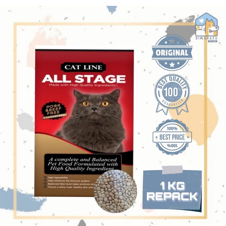 CATLINE  CATFOOD 1 KG REPACK// MAKANAN KERING KUCING