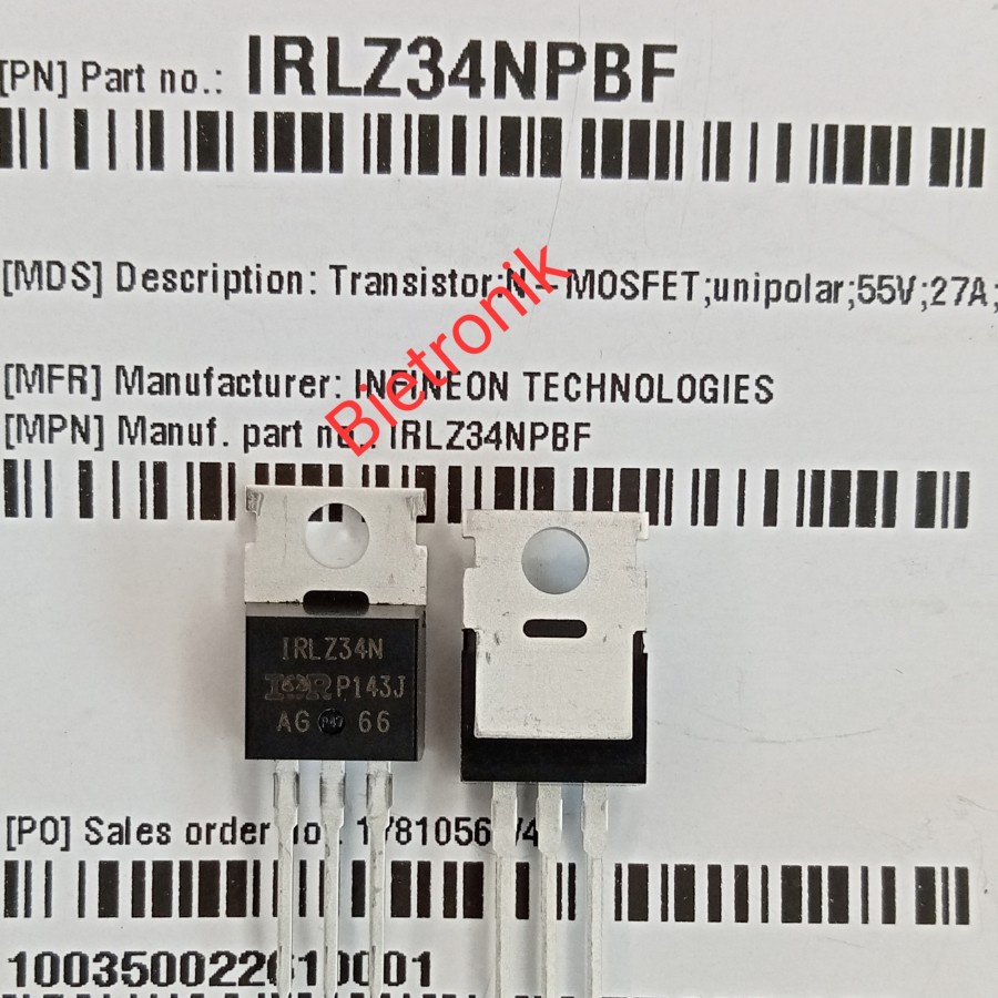 IRLZ34 IRLZ34NPBF TO-220 N-MOSFET Original Infineon Technologies