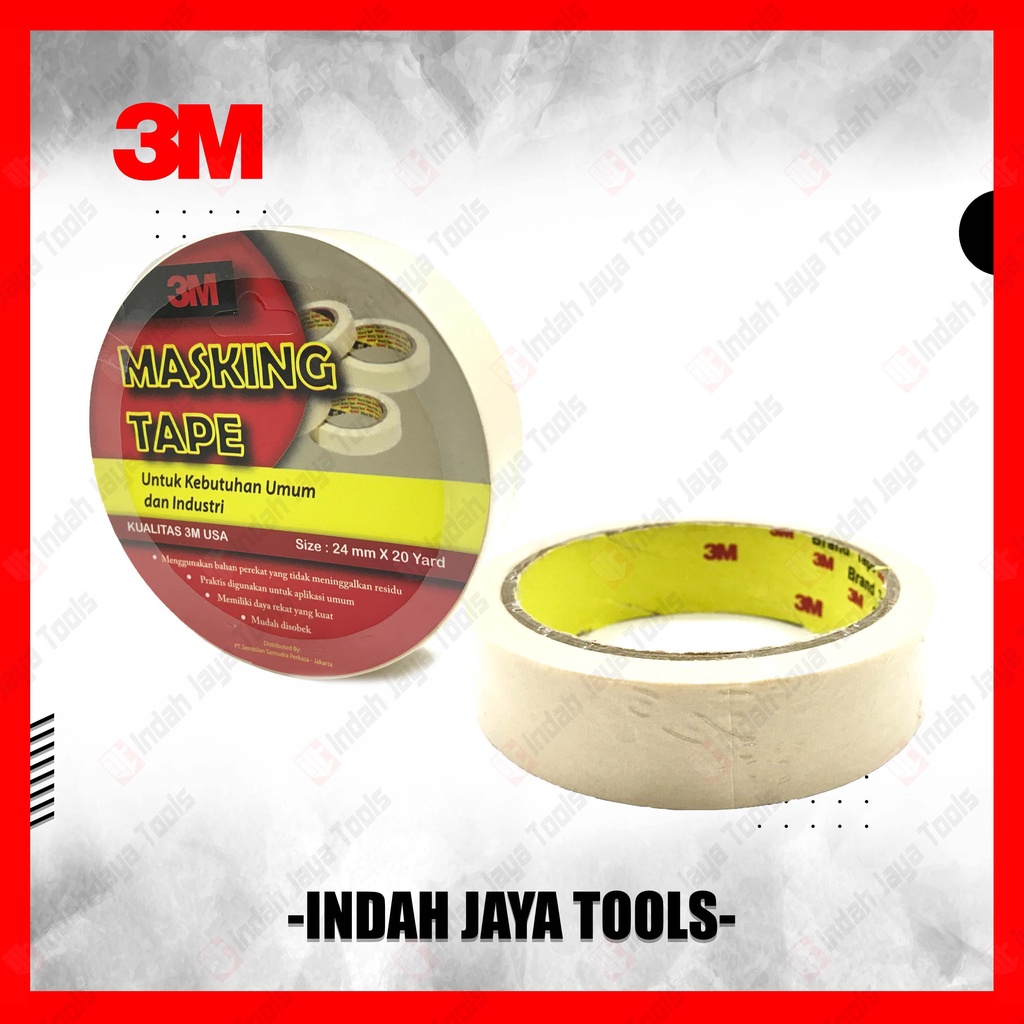 

3M Masking Tape 1 Inch 24 mm x 20 yard Lakban Kertas Selotip Perekat