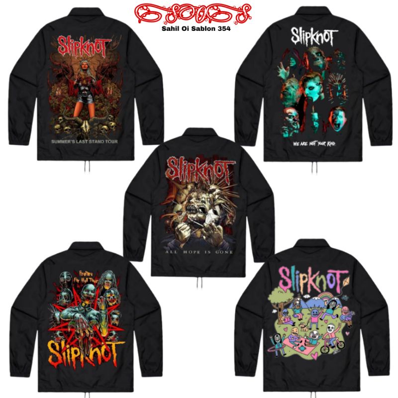 JAKET COACH  BAND SLIPKNOT  WINDBREAKER  BAND METAL HITAM COACH JACKET pria wanita dewasa