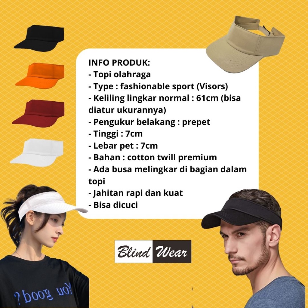 Topi Olahraga Golf Senam Zumba Tenis Lari Polos Pria Wanita