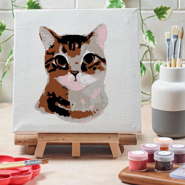 

Paint by number lukisan kucing cat canvas 20x20 cm - animal01, 15x15cm