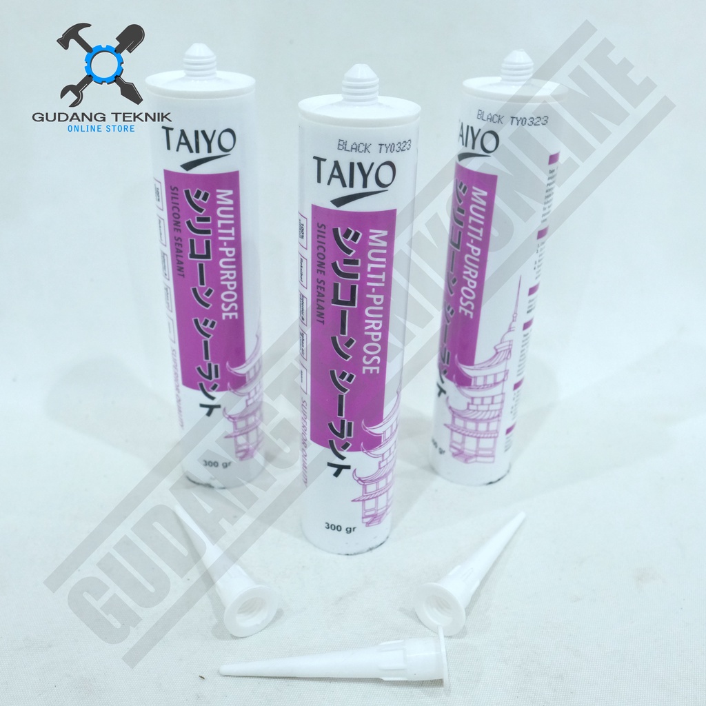 Lem Silicon Sealant BLACK WHITE CLEAR 300 Gr TAIYO / Lem Kaca Aquarium Lem Tembak Silikon Sealen 300Gram TAIYO