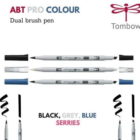 

WX261 Tombow ABT Pro Colour Dual brus pen Black Gray and Blue Series