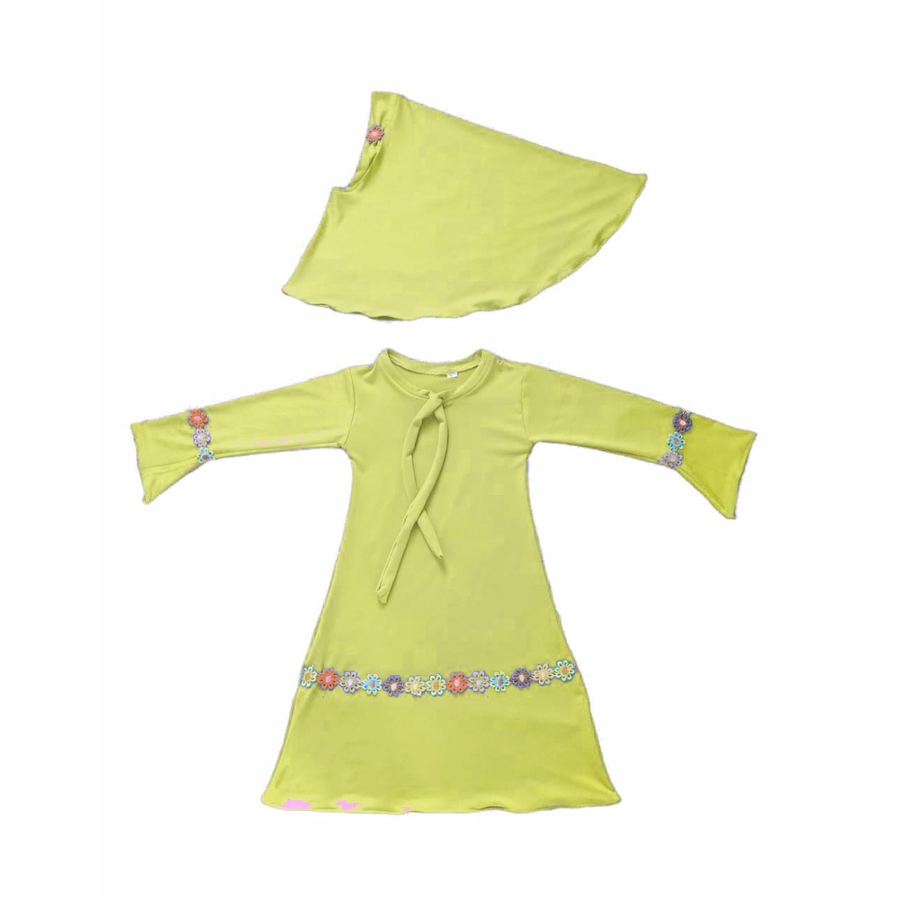 baju anak perempuan | gamis bayi perempuan | gamis anak perempuan | gamis syar'i renda melati pelangi sage