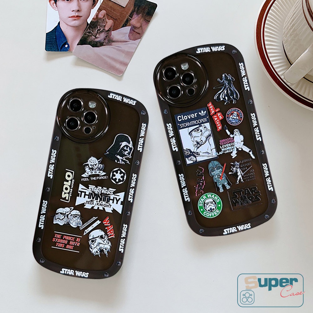 IPHONE Casing Ponsel Kompatibel Untuk Iphone6 6s 78 Plus 11 13 12 14 Pro MAX XR XS MAX X Se2020Brand Trendy Star Wars Fashion Label Airbag Lensa Bulat Lembut Full Cover