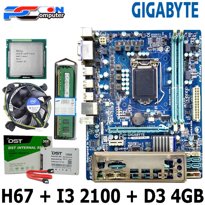 Paket Mainboard Mobo Motherboard H67 Dengan processor i3