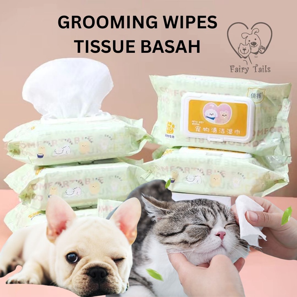 Pet Wipes Wet Tissue Basah Anabul Untuk Anjing Dan Kucing / Tisu Pembersih / Grooming Perawatan Tubuh Isi 80 Pcs