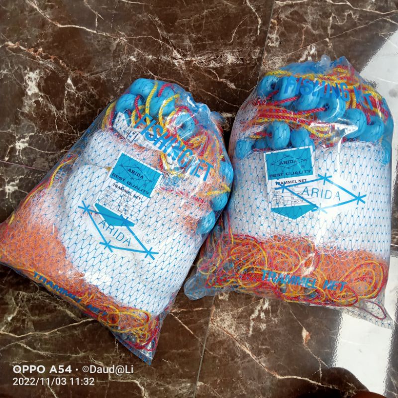 jaring pukat nilon udang ikan nelayan jaring 3 lapis arida siap pakai murah