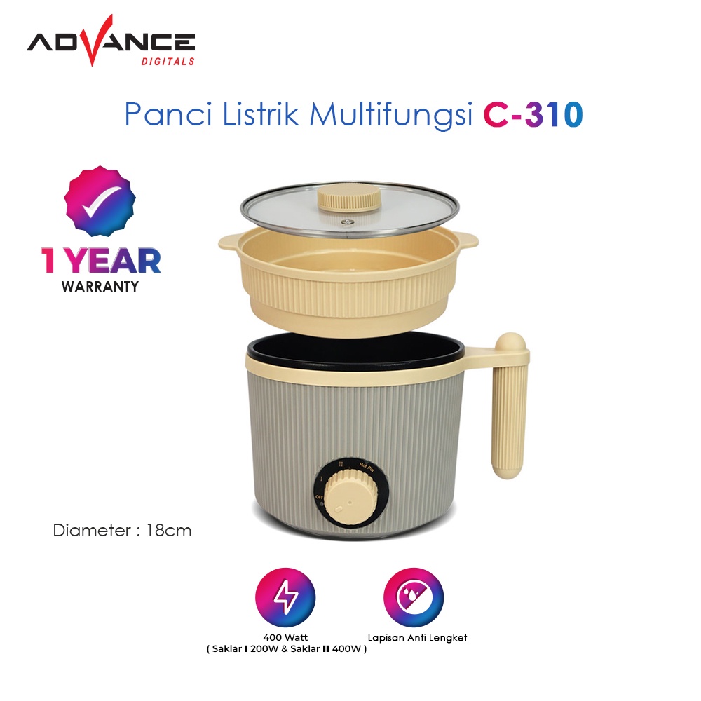 ADVANCE Panci Listrik Elektrik 18cm Steamer C-310 / Panci Masak Panci Dandang