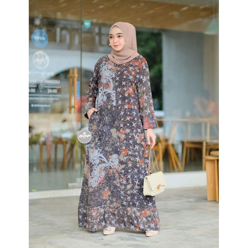 GAMIS RAYON SELFI daster keknian lengan panjang