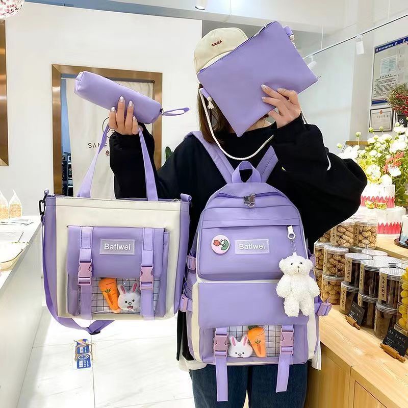 MV_Marvelouz MV806789 Tas RANSEL Canvas 4IN1 Wanita Kekinian Free Gantungan terbaru 1kg bisa 1 tas supplier tas import  EL 6789