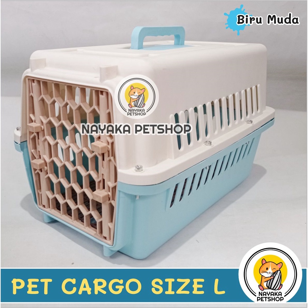 Ukuran L Pintu Plastik Pet Cargo Kucing Besar Pet Carrier Murah Jumbo Travel Kandila Musang