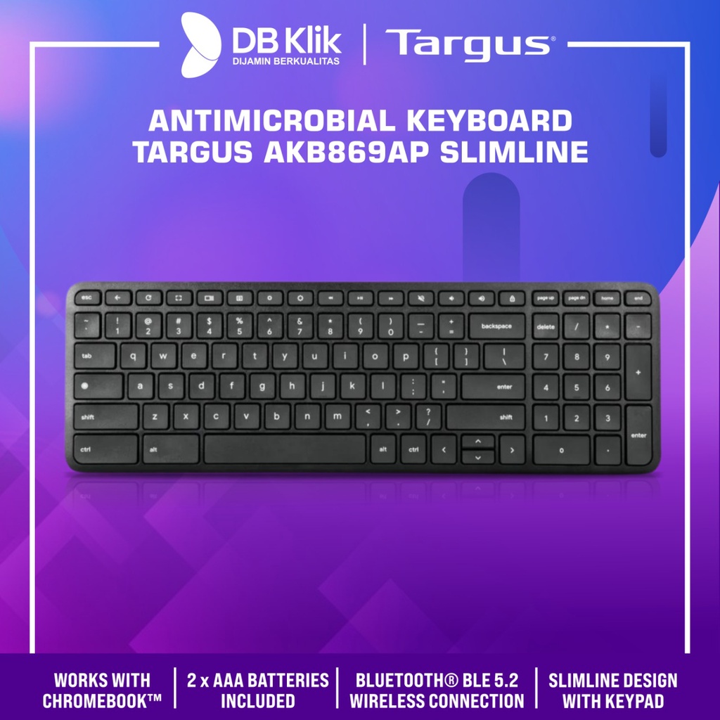 Keyboard Targus AKB869AP Bluetooth 5.2 Slimline Design Antimicrobial