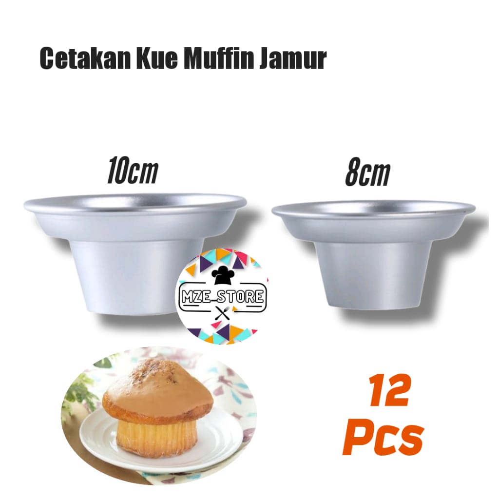 12 Pcs Cetakan Kue Muffin Jamur Size 10cm