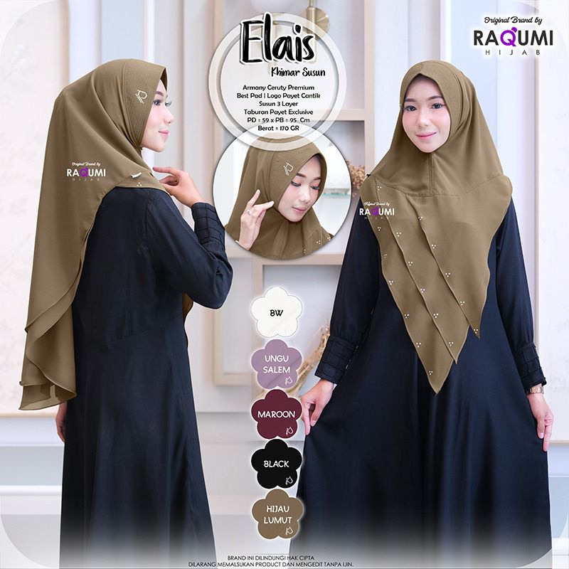 ELAIS KHIMAR SUSUN RAQUMI ORIGINAL | KHIMAR RAQUMI | KHIMAR MAROON | KHIMAR CERUTY