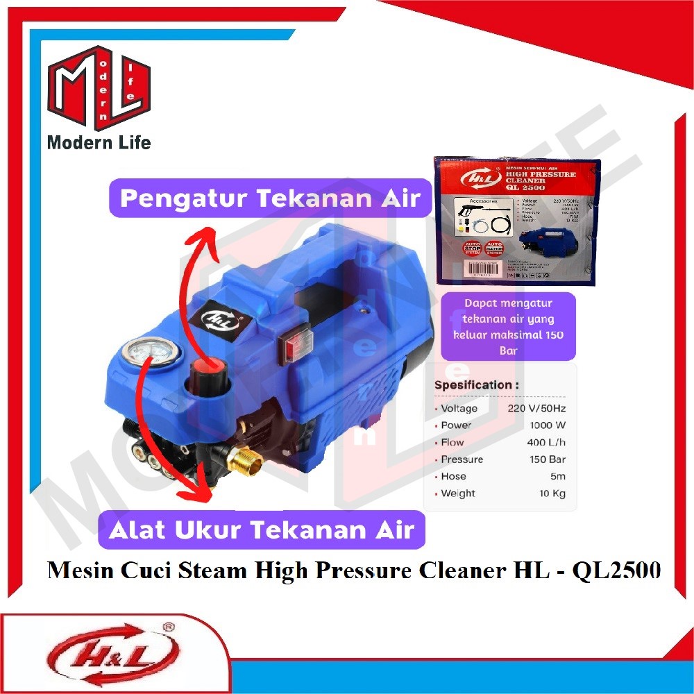 HL QL-2500 Mesin Cuci Steam Jet Cleaner Motor Mobil AC HL-QL2500 H&amp;L