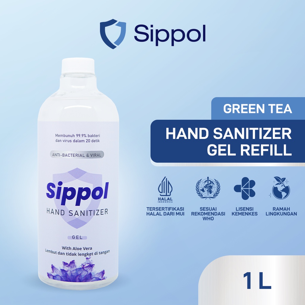 Sippol Hand Sanitizer Gel 1 L [Greentea]