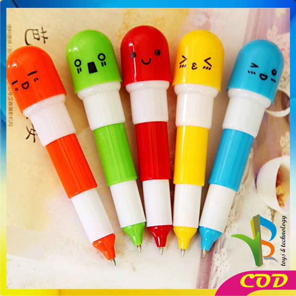 RB-A4 Pulpen Emoticon Vitamin / Pen Unik / Pena Kapsul / Pulpen Stationary Souvenir Pernikahan