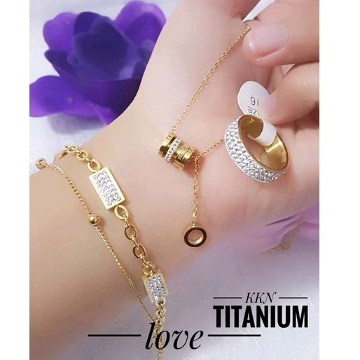 set perhiasan titanium gold rantai FL01